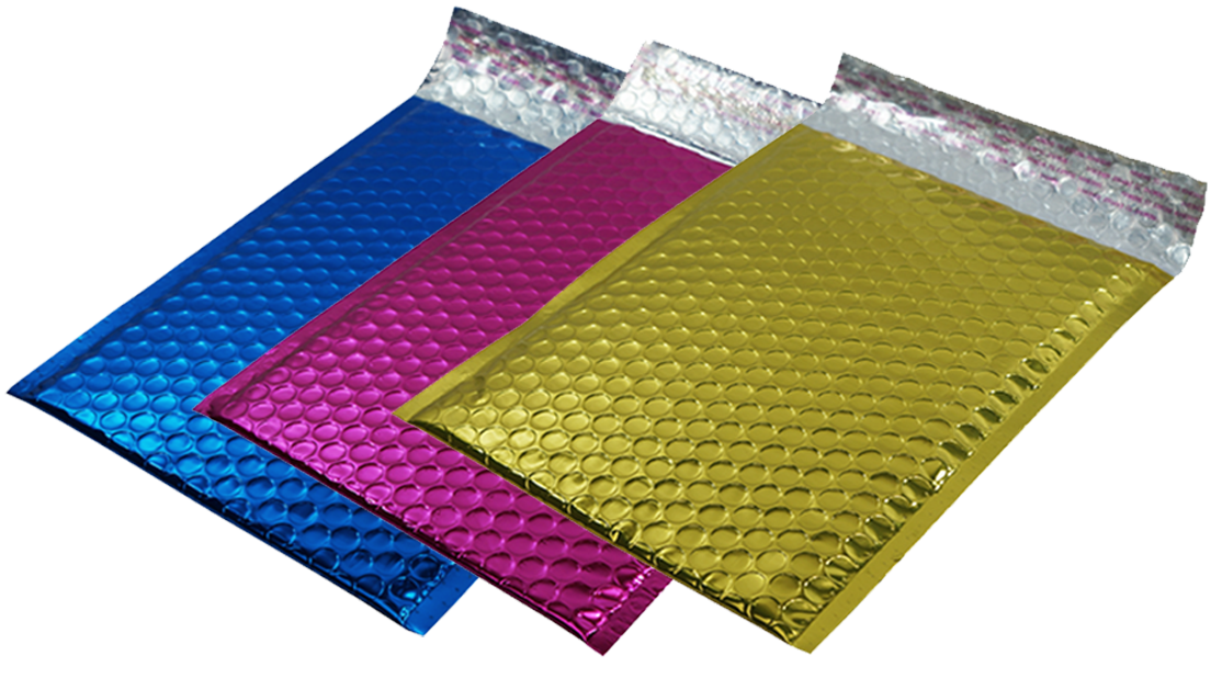 Metallic Coloured Bubble Envelopes