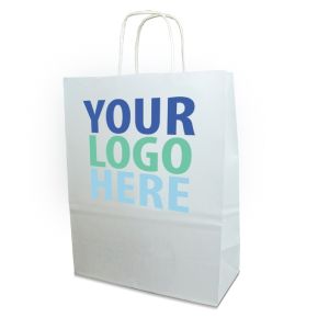 Printed White Paper Carrier Bags